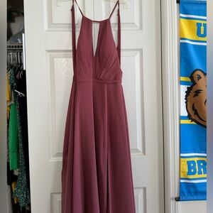 Pink Azazie Bridesmaids Dress Maxi